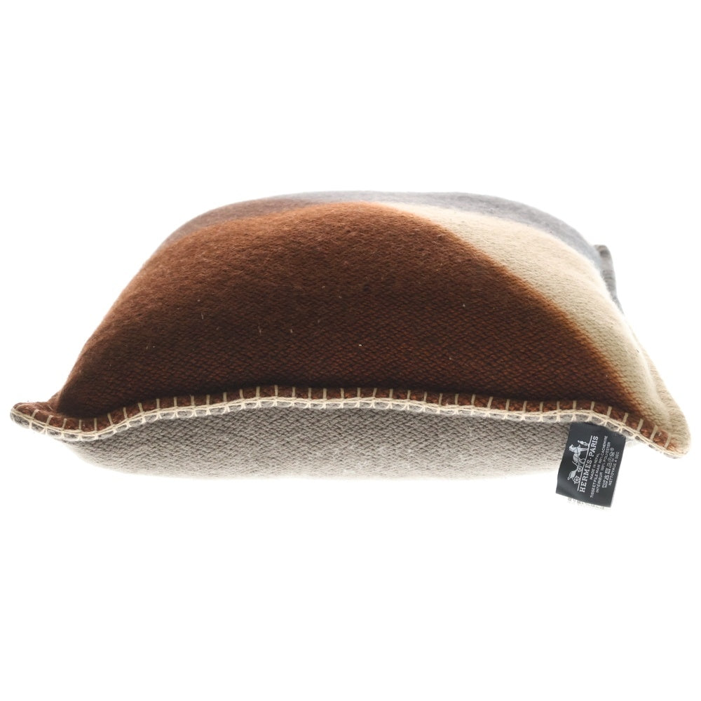 HERMES(エルメス) Hピタゴラス カシミヤ クッション グレージュ/ネイビー/バーガンディ レディース