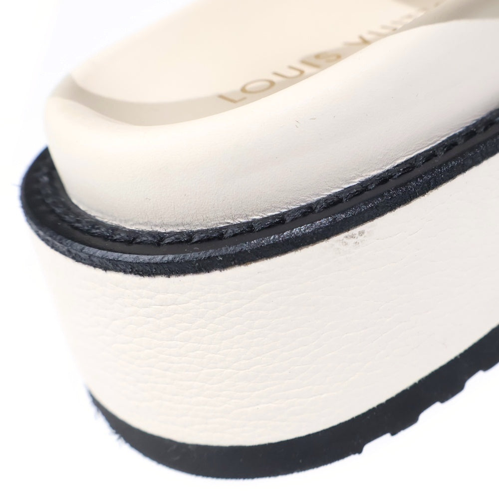 LOUIS VUITTON(ルイヴィトン) LVサンセット ライン ストラップ レザー 厚底 サンダル ホワイト レディース