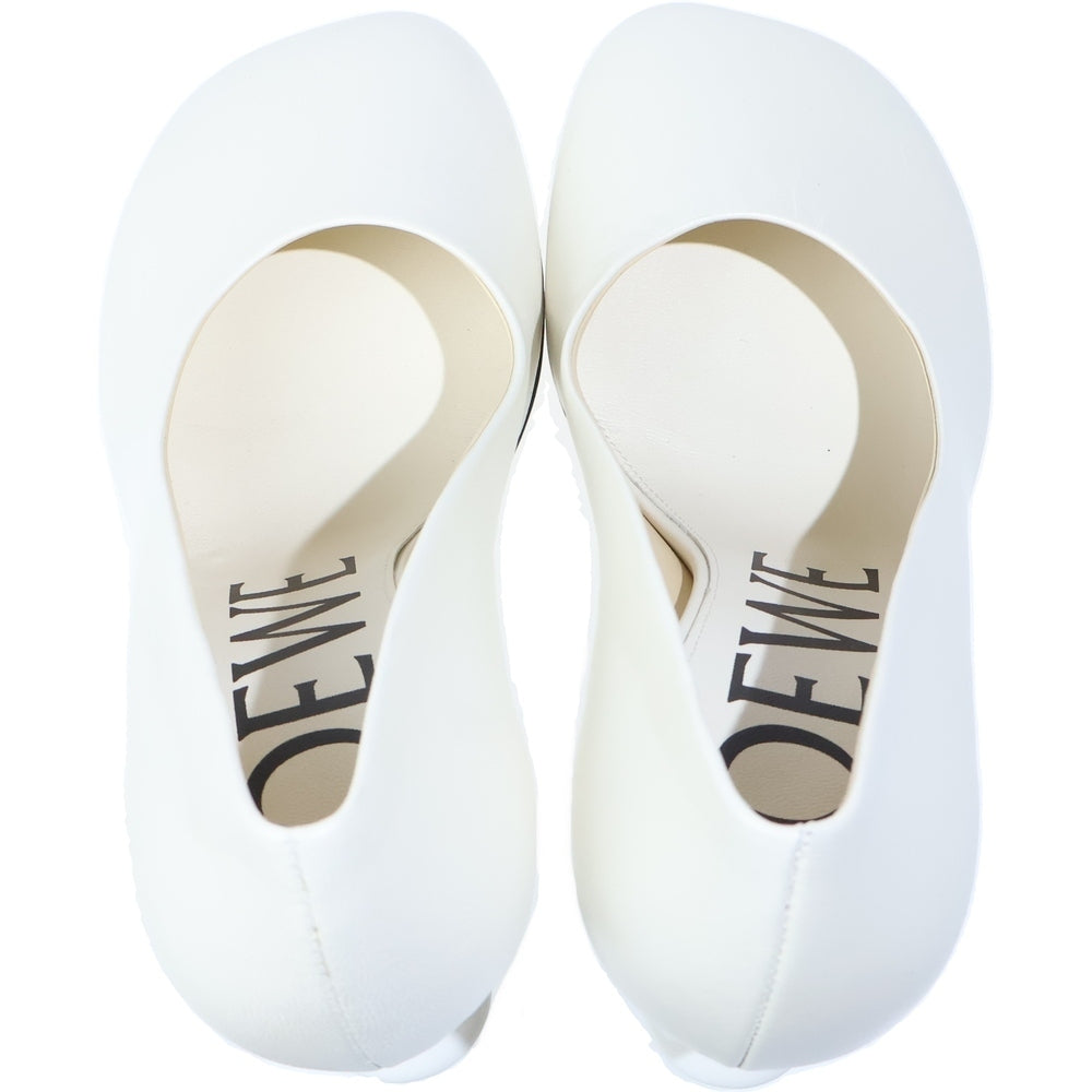 LOEWE(ロエベ) トイ スクエアトゥ レザー ヒール パンプス ホワイト レディース