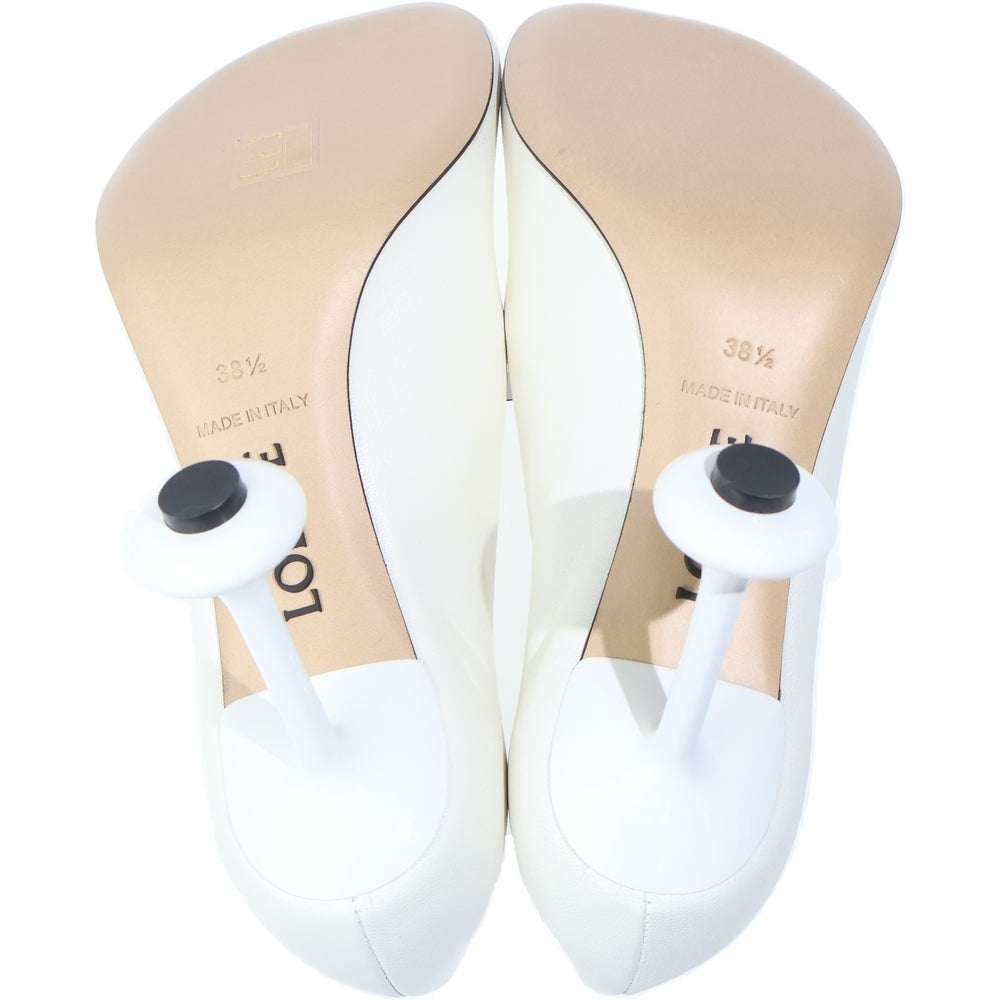 LOEWE(ロエベ) トイ スクエアトゥ レザー ヒール パンプス ホワイト レディース