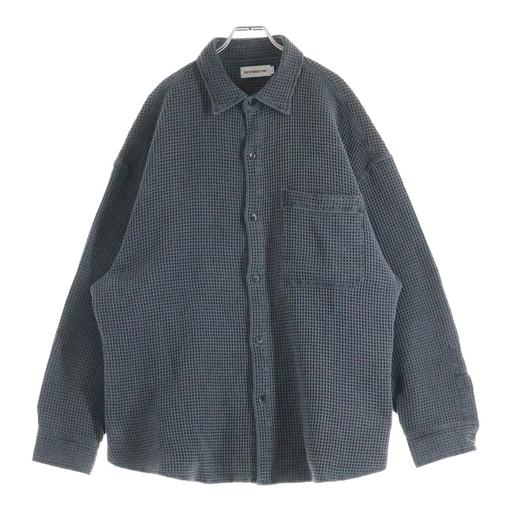 COOTIE PRODUCTIONS(クーティー プロダクションズ) 25AW Pigment Dyed Waffle L/S Shirt ピグメントダイワッフルロングスリーブシャツ ブラック CTE-25A406