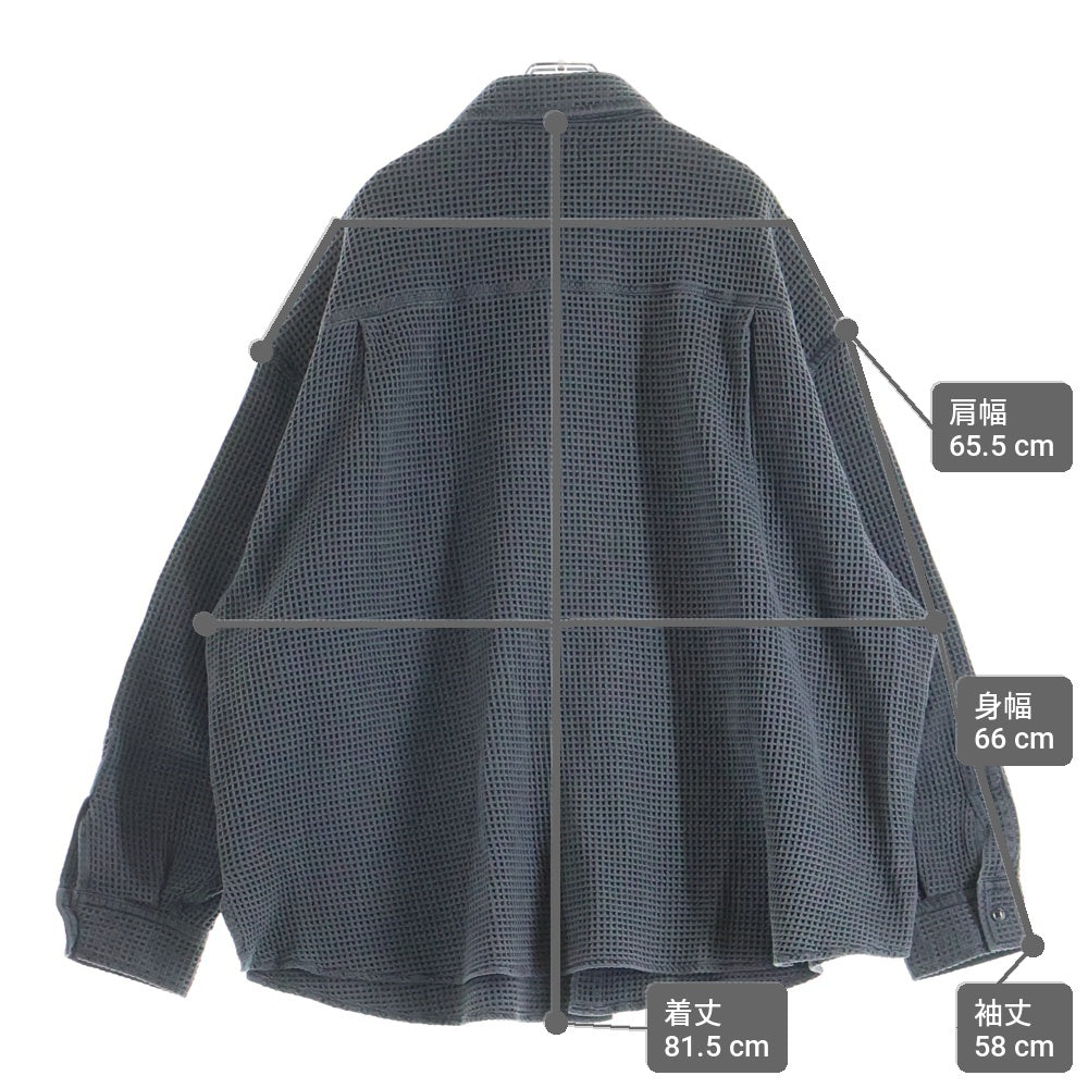 COOTIE PRODUCTIONS(クーティー プロダクションズ) 25AW Pigment Dyed Waffle L/S Shirt ピグメントダイワッフルロングスリーブシャツ ブラック CTE-25A406