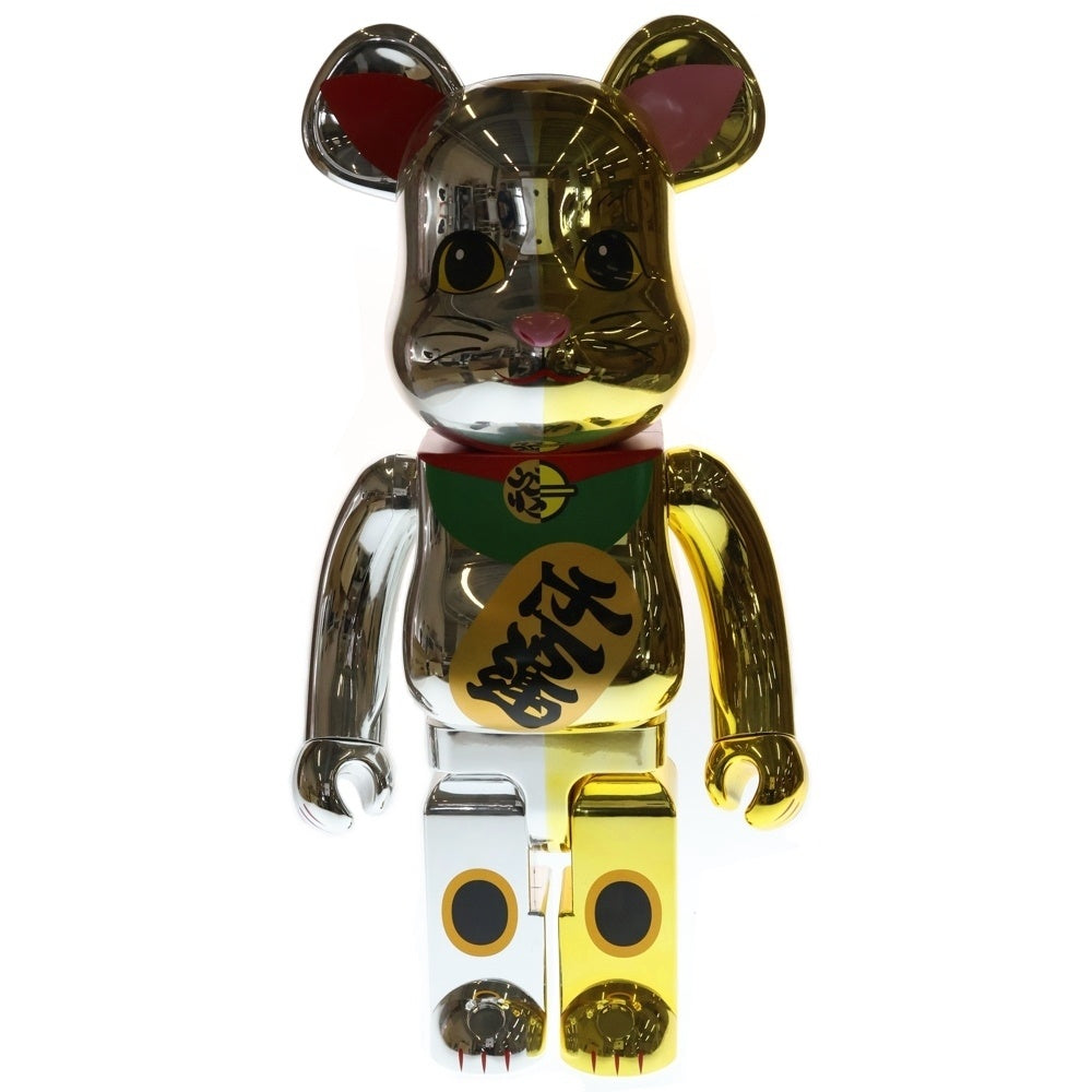 MEDICOM TOY(メディコムトイ) BE@RBRICK ベアブリック 招き猫 開運銀×千万両金 1000% フィギュア 人形 シルバー/ゴールド