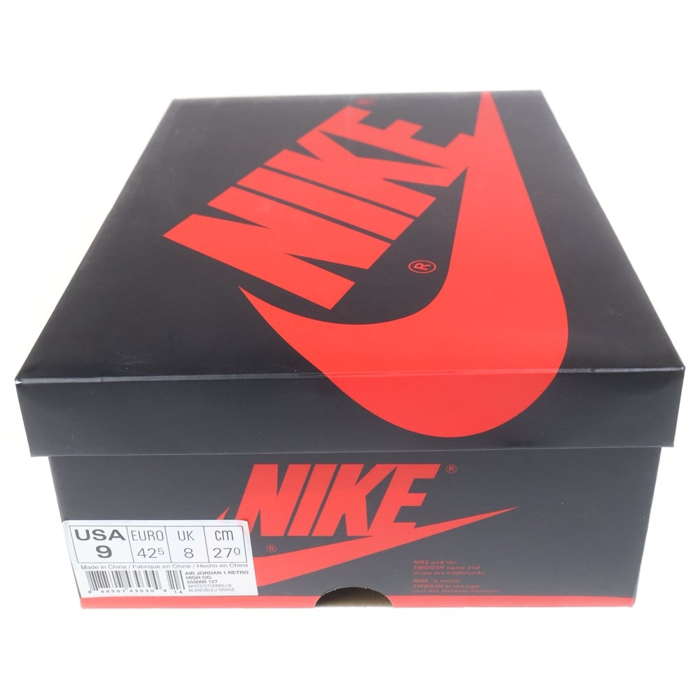 NIKE(ナイキ) AIR JORDAN 1 RETRO HIGH STORM BLUE エアジョーダン1 レトロ ハイ ストーム ブルー ハイカットスニーカー ホワイト/ブルー US9/27cm 555088-127