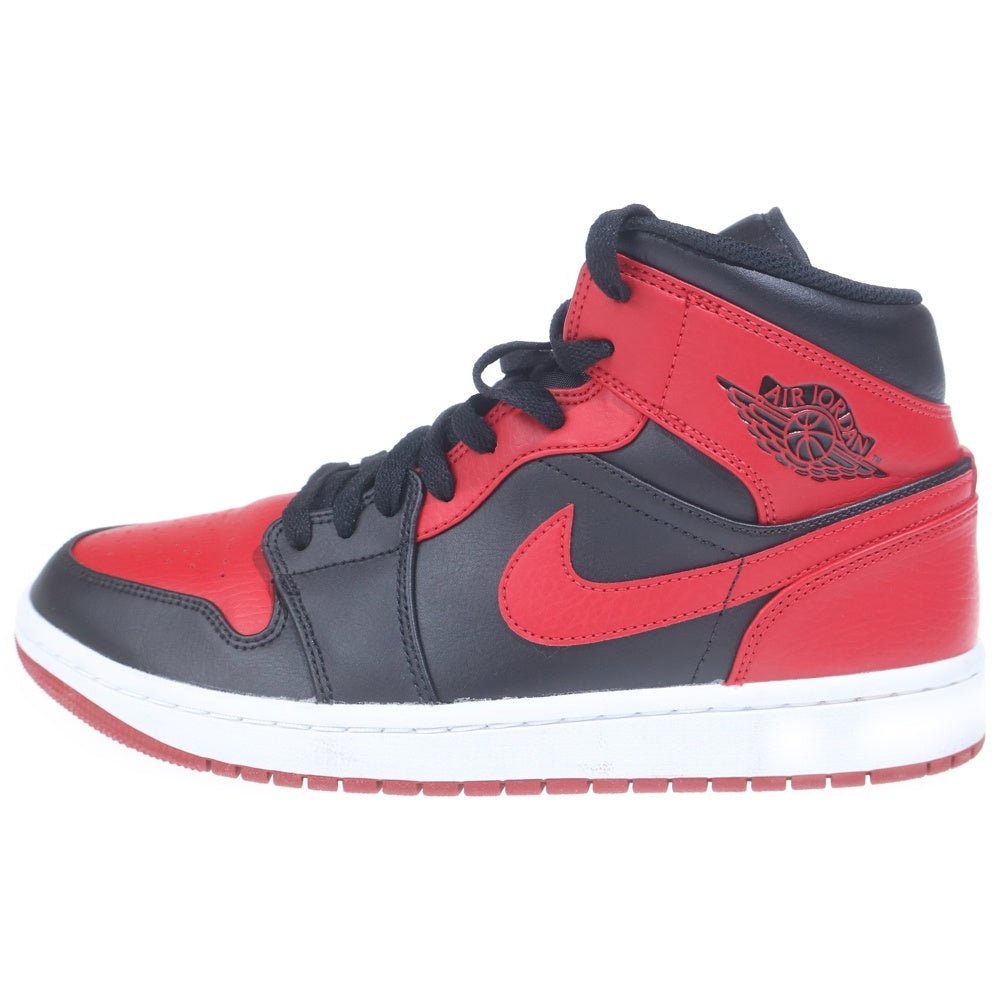 NIKE(ナイキ) AIR JORDAN 1 MID BRED エアジョーダン1 ミッド ブレッド ミッドカットスニーカー ブラック/レッド US9/27cm 554724-074