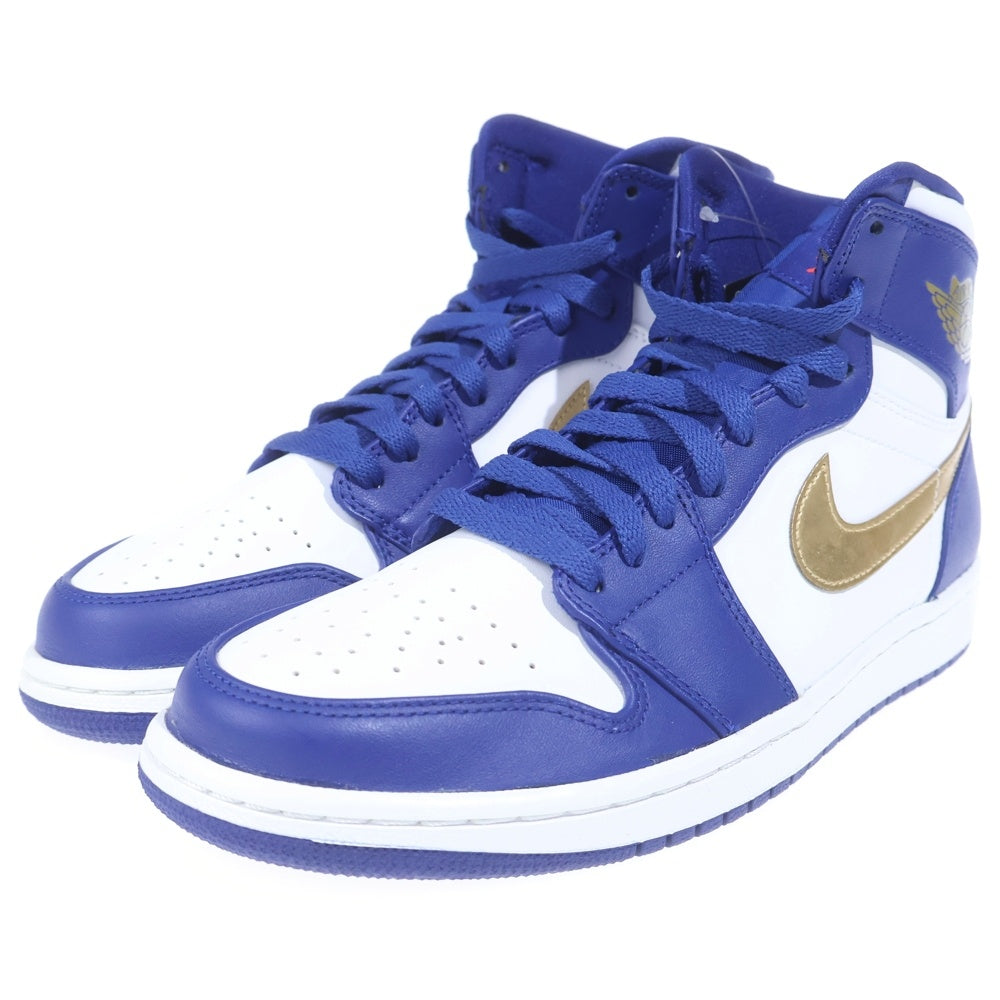 NIKE(ナイキ) AIR JORDAN 1 RETRO HIGH GOLD MEDAL エアジョーダン1 レトロ メダルゴールド ハイカットスニーカー ブルー/ホワイト US9/27cm 332550-406