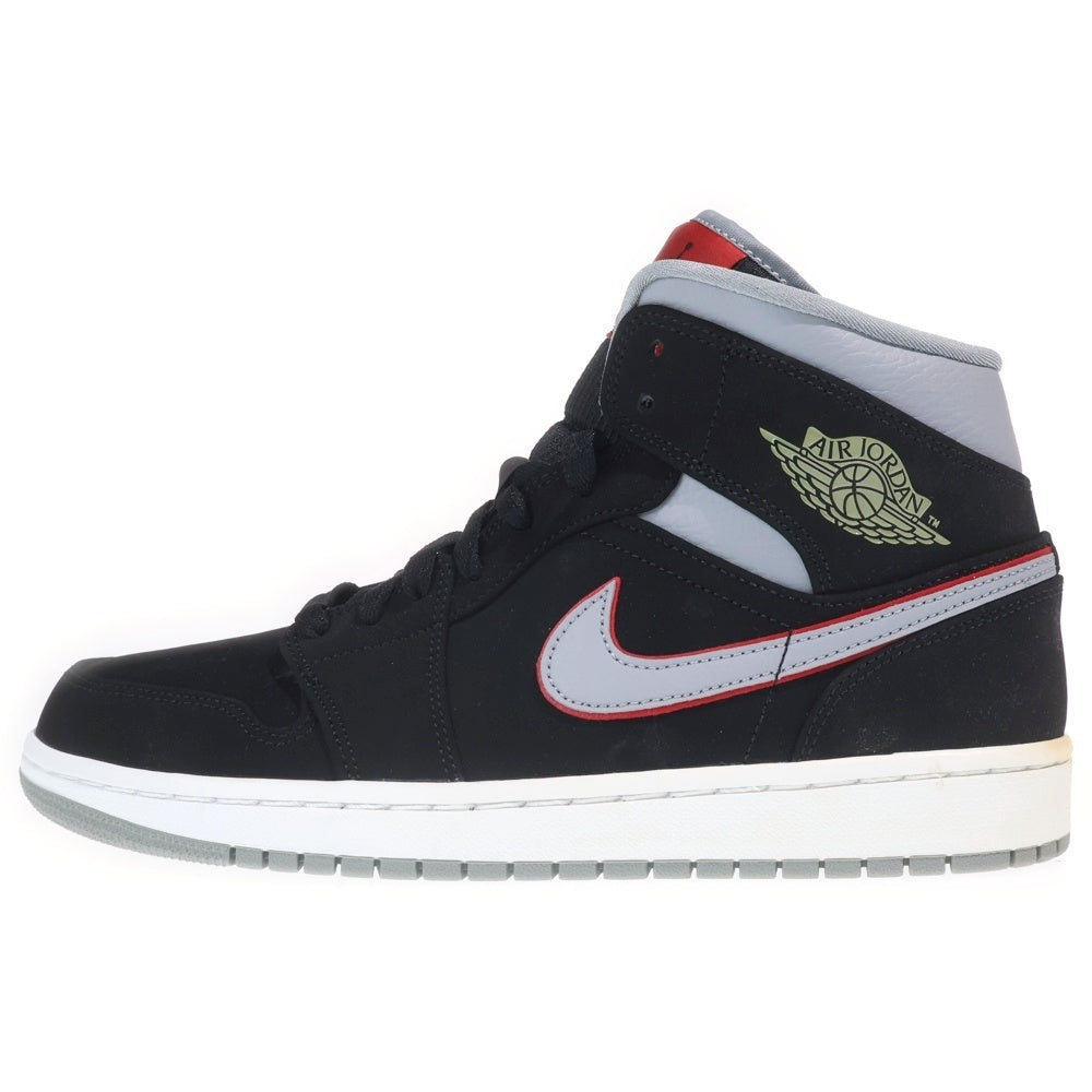 NIKE(ナイキ) AIR JORDAN 1 MID BLACK PARTICLE GREY GYM RED エアジョーダン1 ブラックパーティクルグレージムレッド ミッドカットスニーカー US9/27cm 554724-060