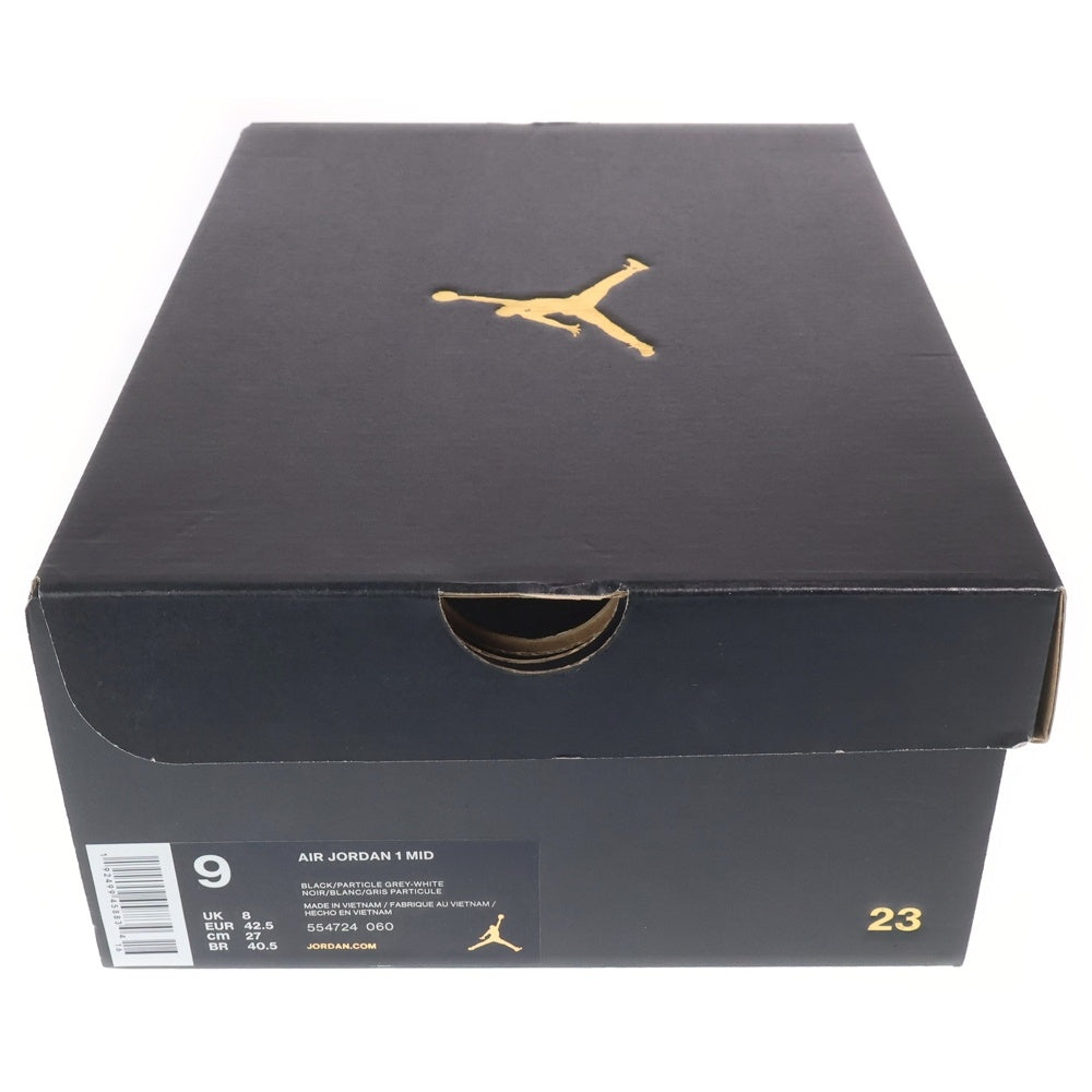 NIKE(ナイキ) AIR JORDAN 1 MID BLACK PARTICLE GREY GYM RED エアジョーダン1 ブラックパーティクルグレージムレッド ミッドカットスニーカー US9/27cm 554724-060