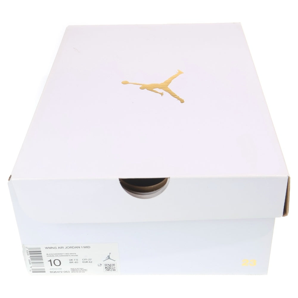 NIKE(ナイキ) WMNS AIR JORDAN 1 MID BQ6472-063 ウィメンズ エアジョーダン1 ミッドカットスニーカー ブラック/ホワイト US W10/27cm レディース