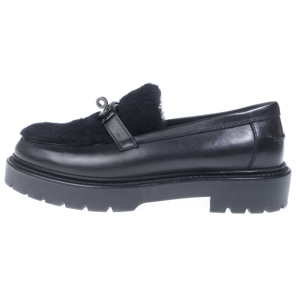 HERMES(エルメス) アイコン モカシン ケリーファー レザー ローファー ブラック