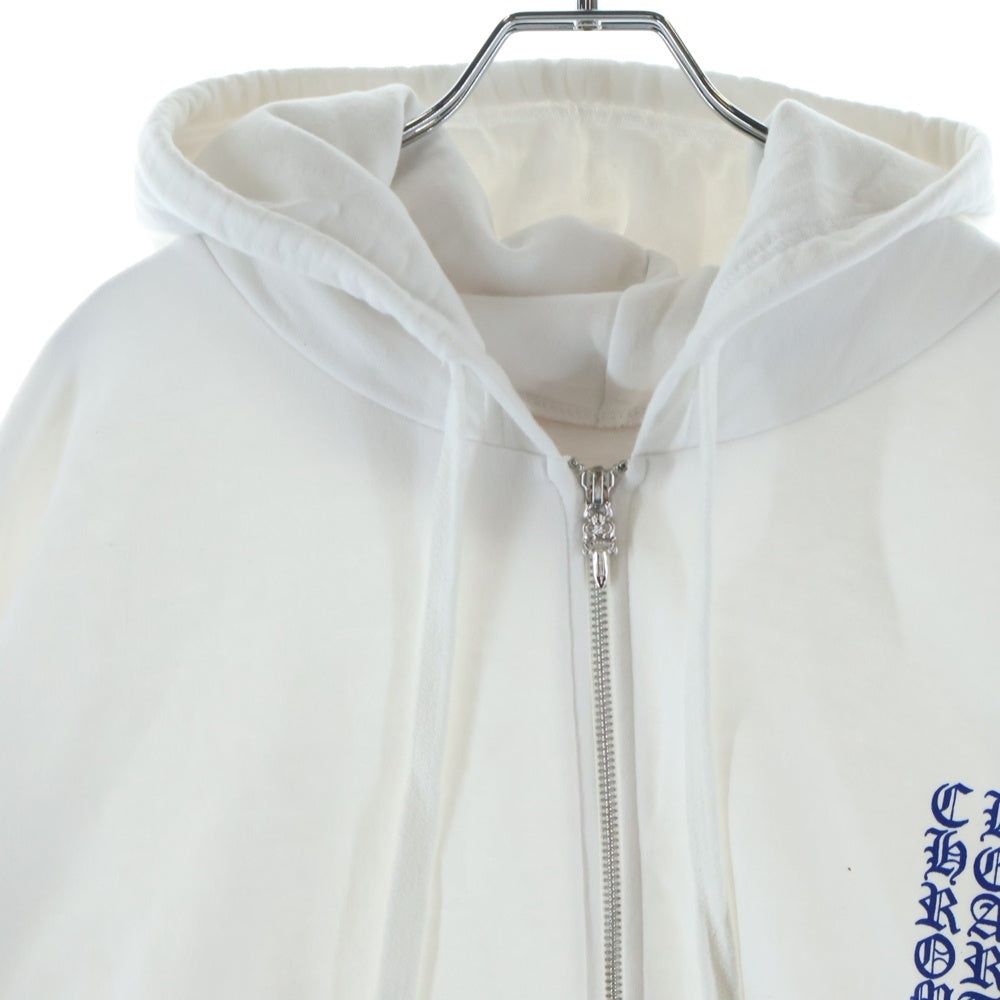 CHROME HEARTS(クロムハーツ) SWTSHRT HD ZIP 袖ロゴプリント ジップアップ スウェットパーカー ホワイト
