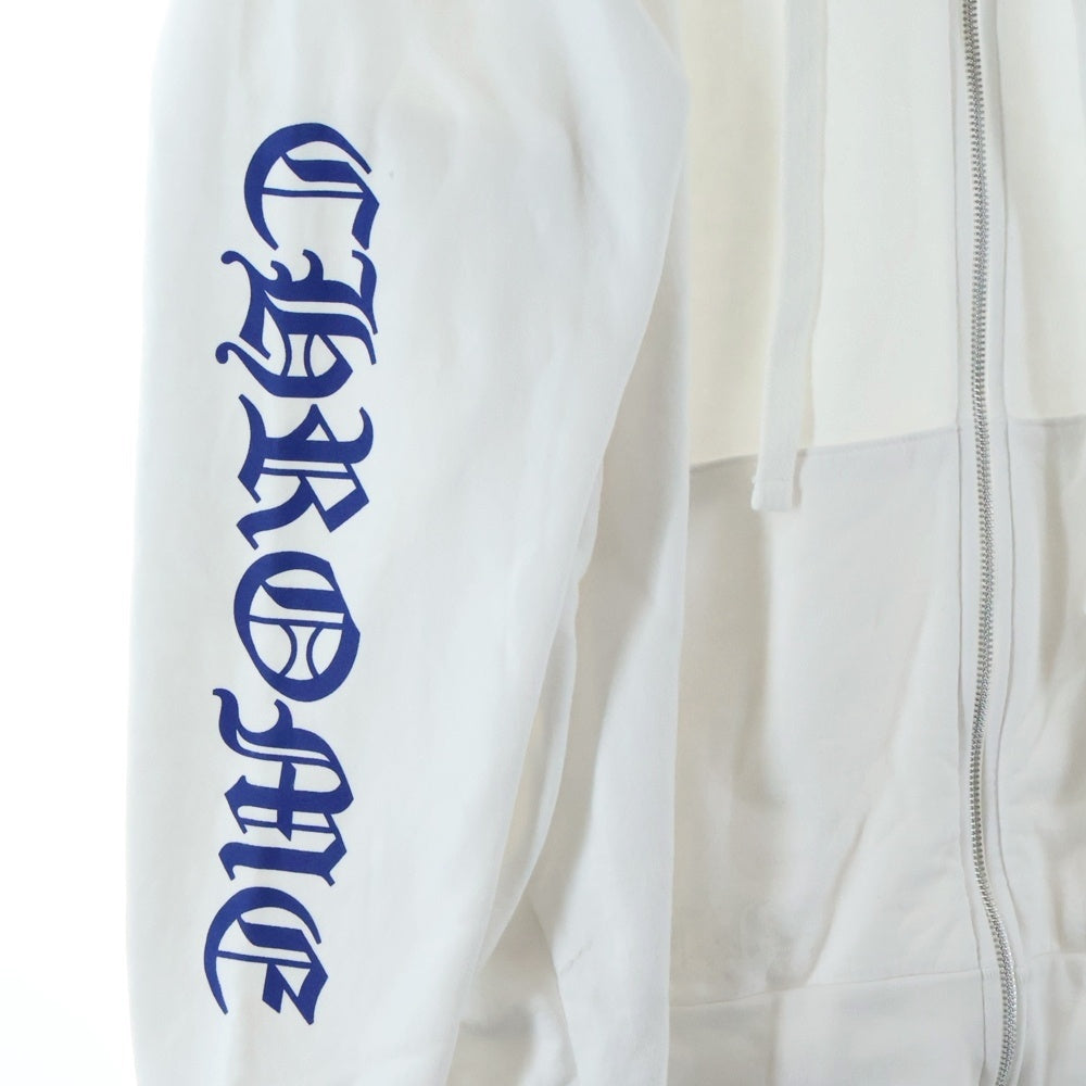 CHROME HEARTS(クロムハーツ) SWTSHRT HD ZIP 袖ロゴプリント ジップアップ スウェットパーカー ホワイト