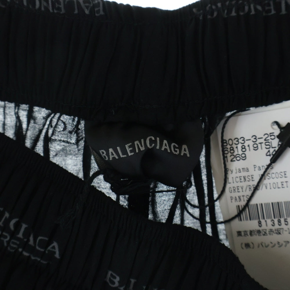 BALENCIAGA(バレンシアガ) 25SS ロゴ総柄 イージーパンツ ブラック 681819 TSLA1
