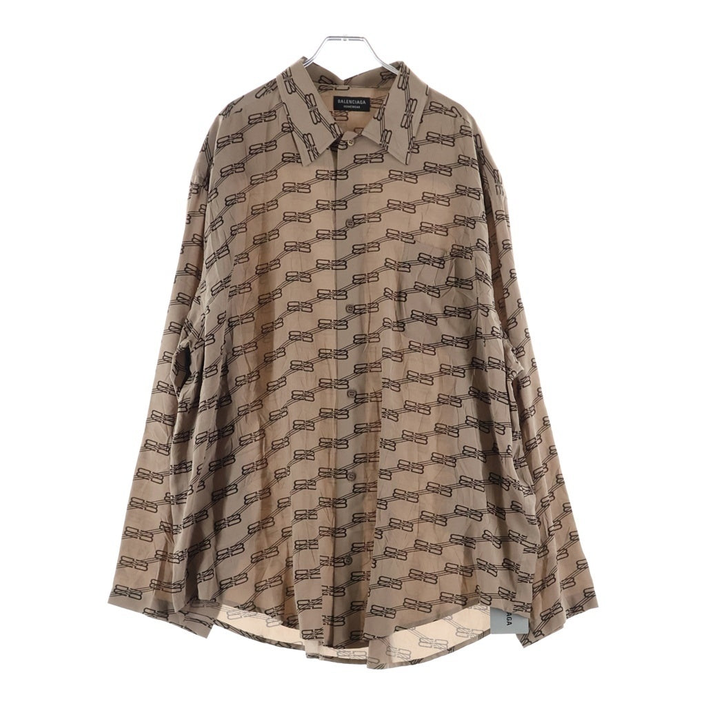 BALENCIAGA バレンシアガ 23SS ロゴ モノグラム長袖シャツ ベージュ 681631 TML35 BALENCIAGA(バレンシアガ) 23SS ロゴ モノグラム長袖シャツ ベージュ