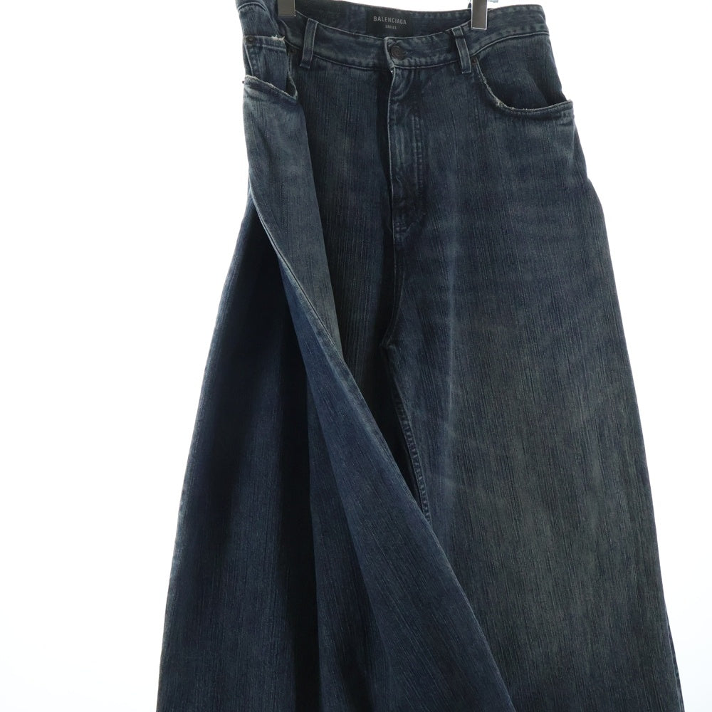 BALENCIAGA(バレンシアガ) 23AW DOUBLE FRONT WIDE LEG JEANS ダブルフロント ワイドレッグジーンズ デニムパンツ インディゴ 767979 TNW65