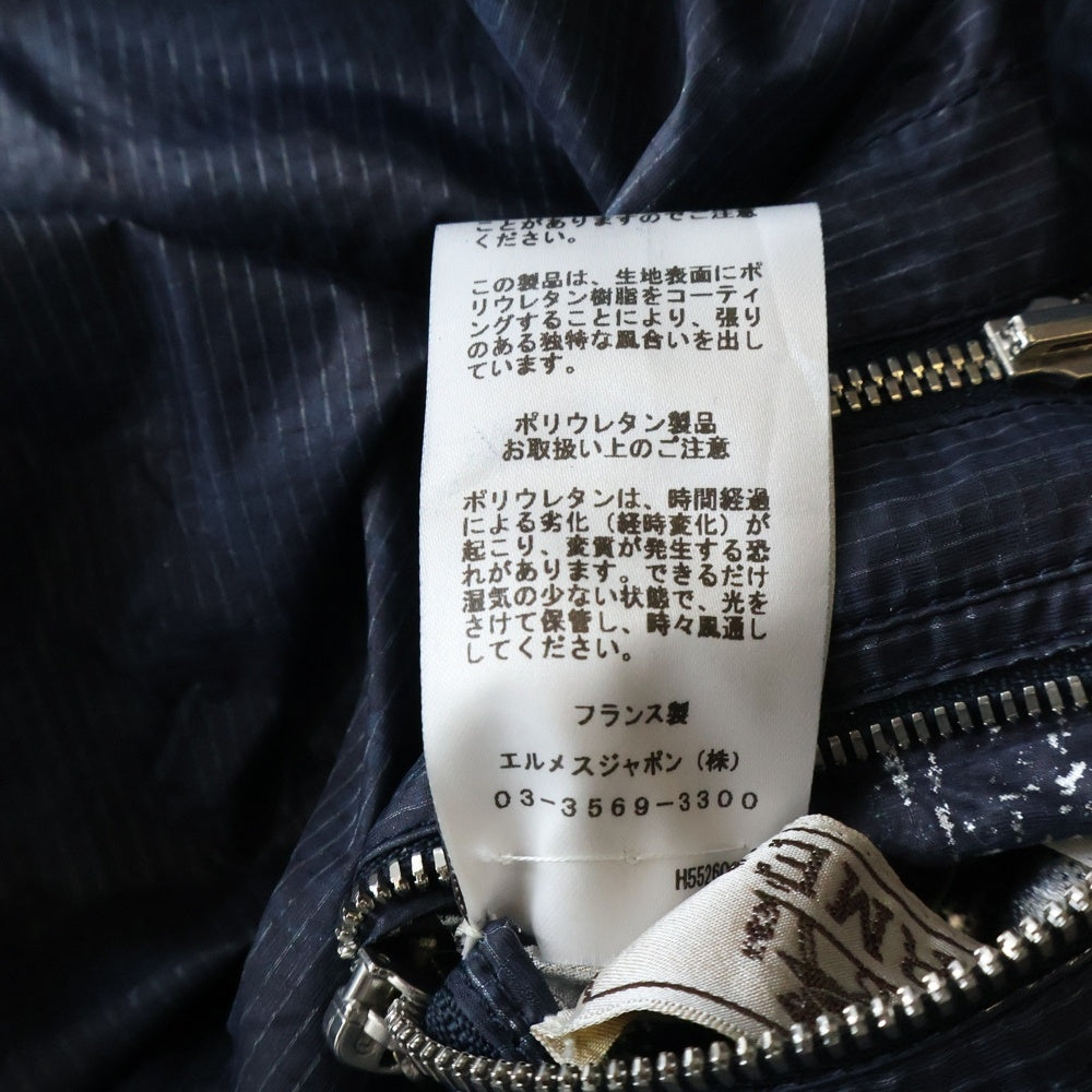 HERMES(エルメス) 25SS Cavalcade siderale 総柄ジップアップ リバーシブル 軽量ナイロン ジャケット ネイビー/シルバー
