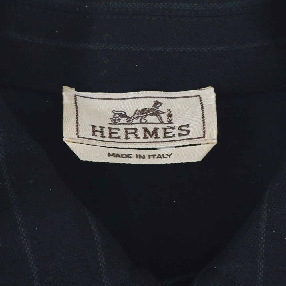 HERMES(エルメス) セリエボタン ヴァージンウール ストライプ ハーフジップ プルオーバー ジャケット ブラック