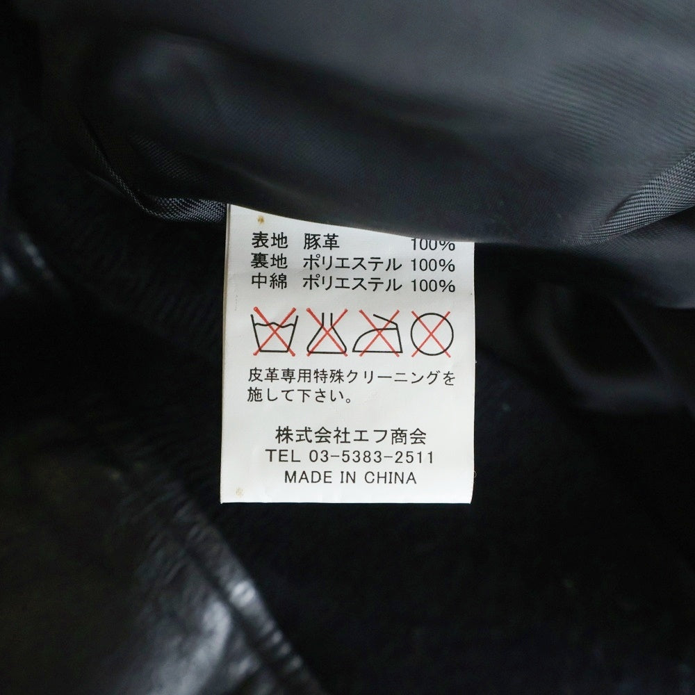 NO BRAND(ノーブランド) TED MAN (テッド マン) MA-1 ジップアップ レザーフライトジャケット ブラック