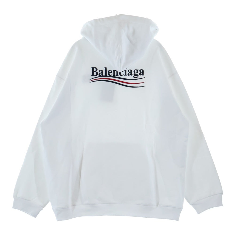 BALENCIAGA(バレンシアガ) キャンペーンロゴ刺繍 スウェットプルオーバーパーカー ホワイト 600583