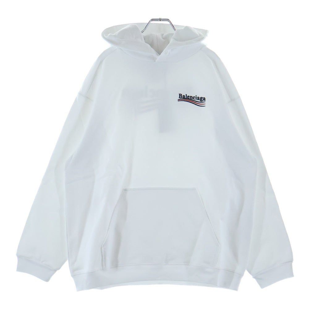 BALENCIAGA(バレンシアガ) キャンペーンロゴ刺繍 スウェットプルオーバーパーカー ホワイト 600583