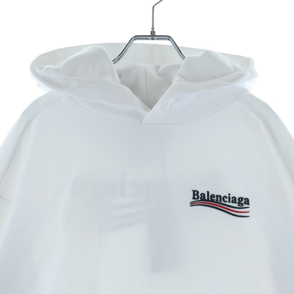 BALENCIAGA(バレンシアガ) キャンペーンロゴ刺繍 スウェットプルオーバーパーカー ホワイト 600583