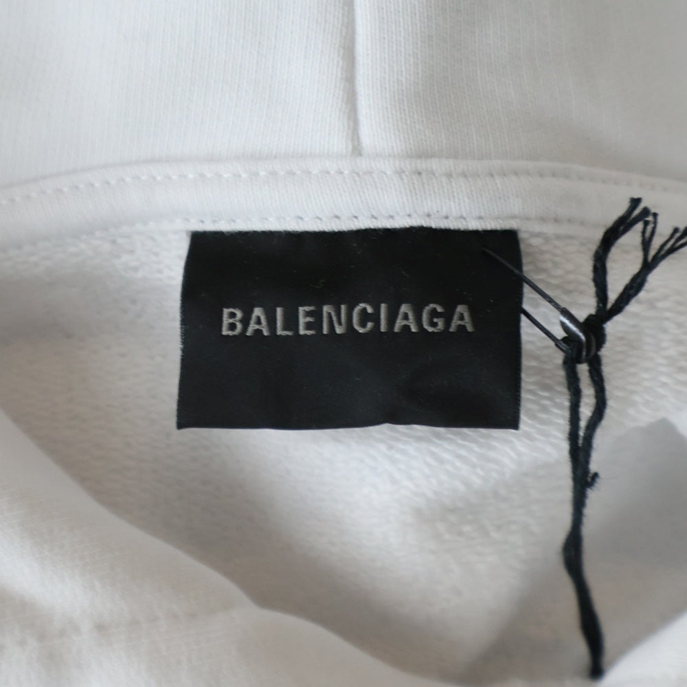 BALENCIAGA(バレンシアガ) キャンペーンロゴ刺繍 スウェットプルオーバーパーカー ホワイト 600583