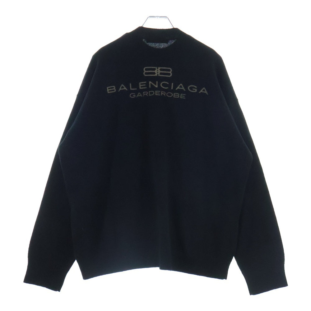 BALENCIAGA(バレンシアガ) 24SS Garde-Robe Logo Knit ガルドローブ ロゴジャガード ニットセーター ブラック 818987