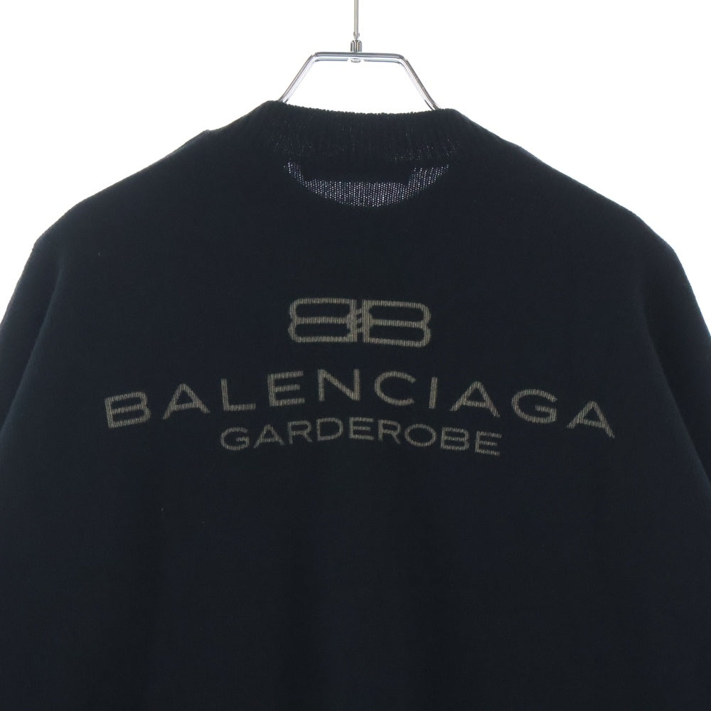 BALENCIAGA(バレンシアガ) 24SS Garde-Robe Logo Knit ガルドローブ ロゴジャガード ニットセーター ブラック 818987