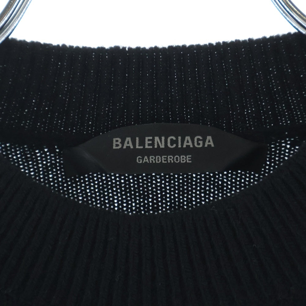 BALENCIAGA(バレンシアガ) 24SS Garde-Robe Logo Knit ガルドローブ ロゴジャガード ニットセーター ブラック 818987