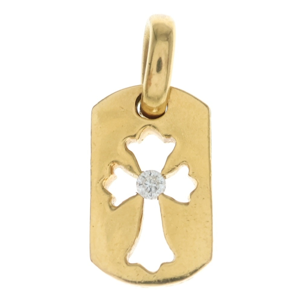 CHROME HEARTS(クロムハーツ)22K DT TNY CO CRS 1DIA タイニーカットアウトクロス ドッグタグ 1ダイヤ ペンダントトップ ゴールド BCA039