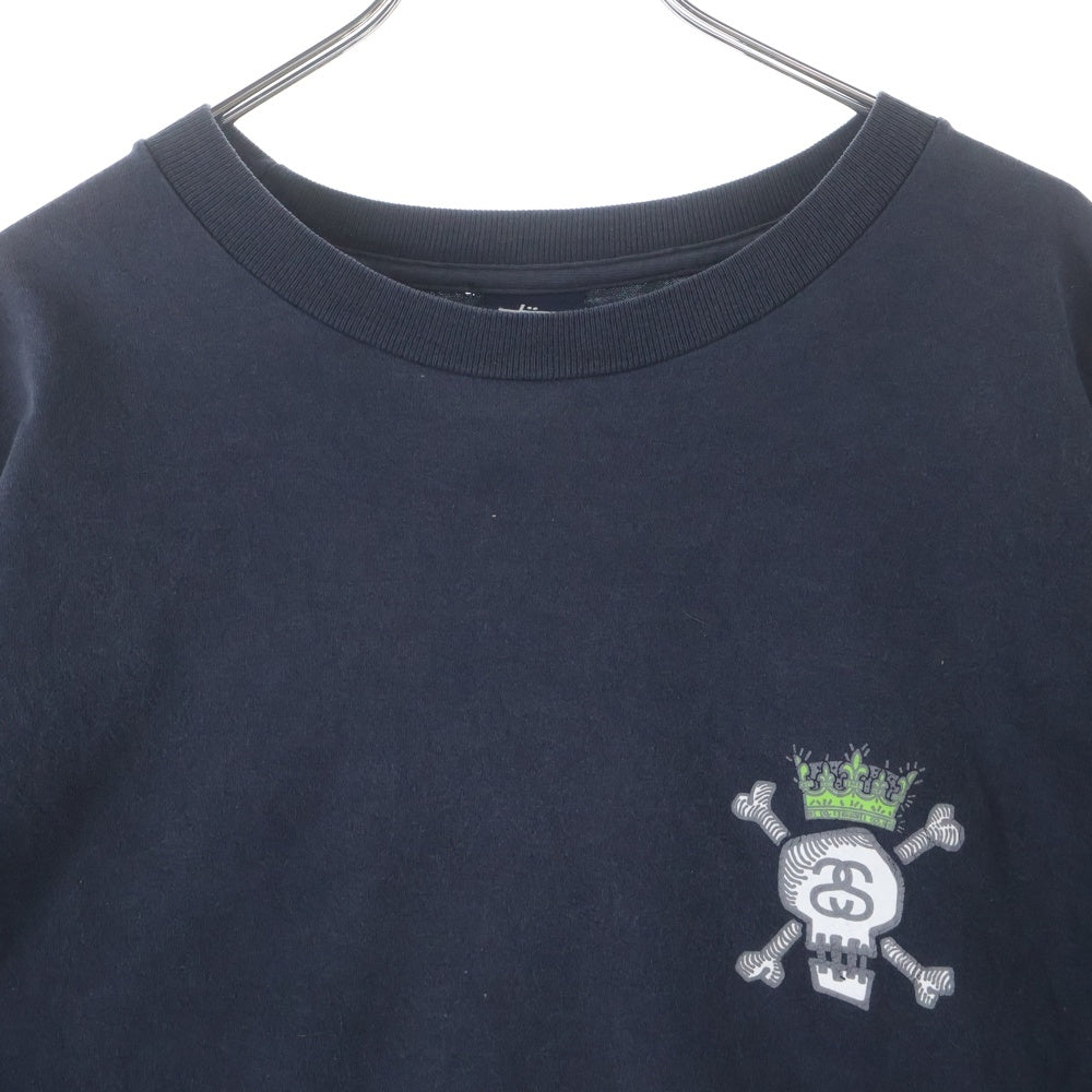 STUSSY(ステューシー) 90S VINTAGE OLD 紺タグ プリント クルーネック 半袖Tシャツ カットソー ネイビー