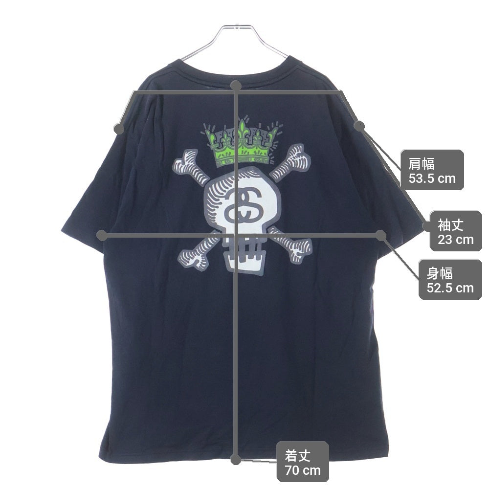 STUSSY(ステューシー) 90S VINTAGE OLD 紺タグ プリント クルーネック 半袖Tシャツ カットソー ネイビー