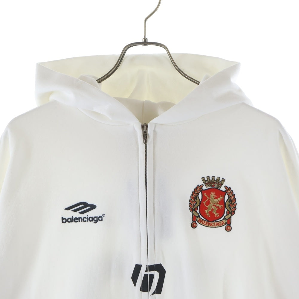 BALENCIAGA(バレンシアガ) 24SS Soccer Paris Zip-Hoodie サッカー パリス ロゴ刺繍 ジップアップ スウェットパーカー ホワイト 744457 TPVS6