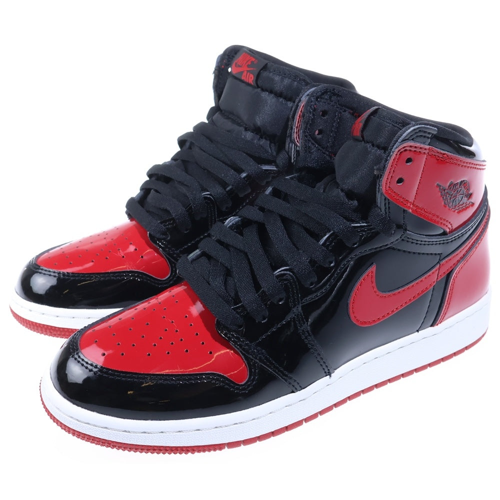NIKE(ナイキ) GS AIR JORDAN 1 HIGH OG PATENT BRED エアジョーダン1 パテントブレッド ハイカットスニーカー ブラック/レッド レディース US6.5Y/24.5cm 575441-063