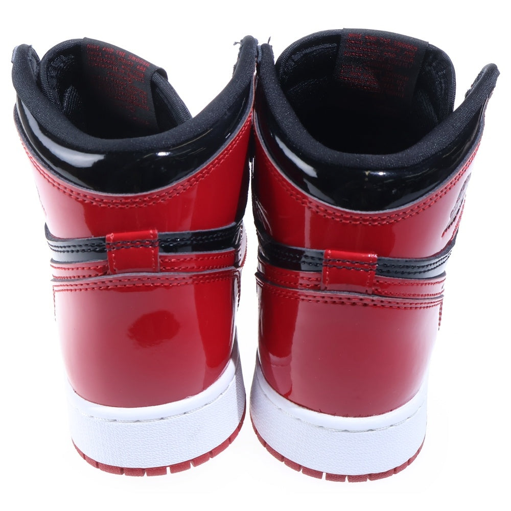 NIKE(ナイキ) GS AIR JORDAN 1 HIGH OG PATENT BRED エアジョーダン1 パテントブレッド ハイカットスニーカー ブラック/レッド レディース US6.5Y/24.5cm 575441-063