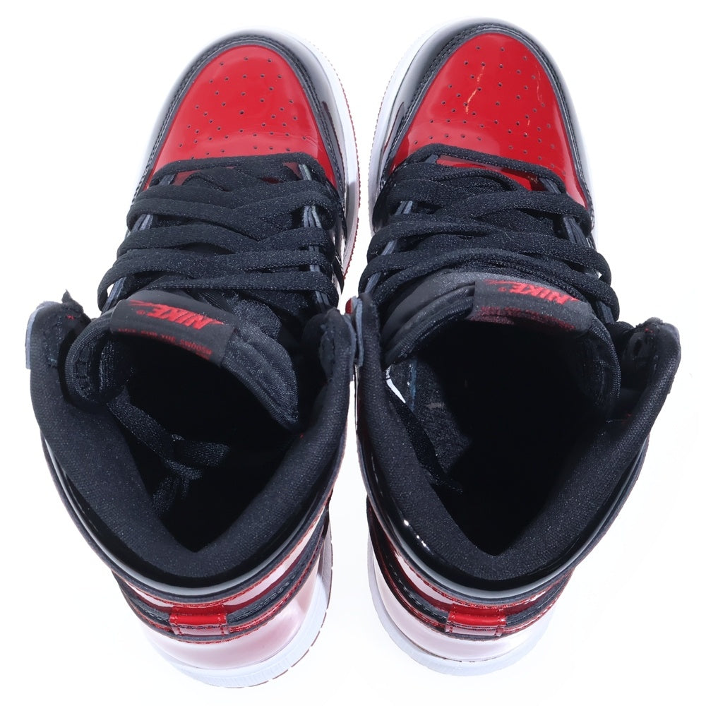 NIKE(ナイキ) GS AIR JORDAN 1 HIGH OG PATENT BRED エアジョーダン1 パテントブレッド ハイカットスニーカー ブラック/レッド レディース US6.5Y/24.5cm 575441-063