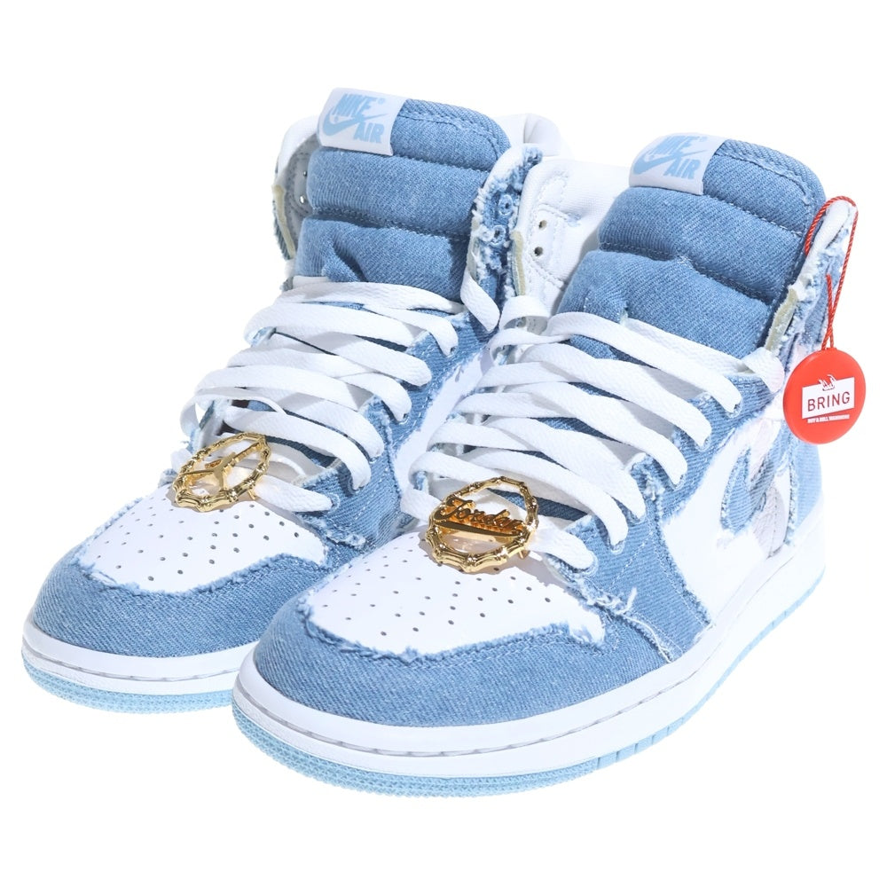 NIKE(ナイキ) WMNS AIR JORDAN 1 HIGH OG DENIM ウィメンズ エアジョーダン1 OG デニム ハイカットスニーカー ホワイト/ブルー レディース US7.5/24.5cm DM9036-104