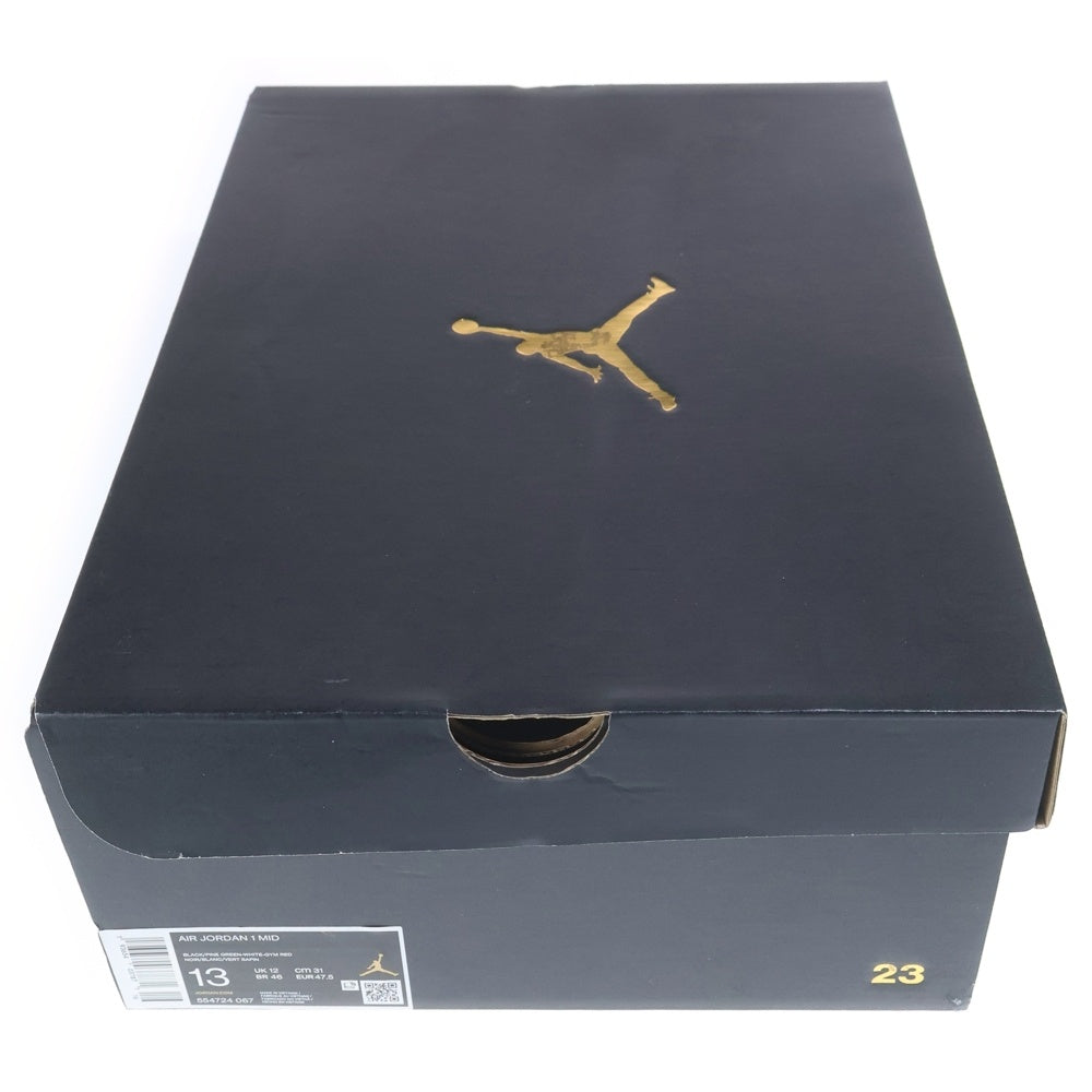 NIKE(ナイキ) AIR JORDAN 1 MID PINE GREEN エアジョーダン 1 パイングリーン ミッドカットスニーカー ホワイト/ブラック/グリーン US13/31cm 554724-067