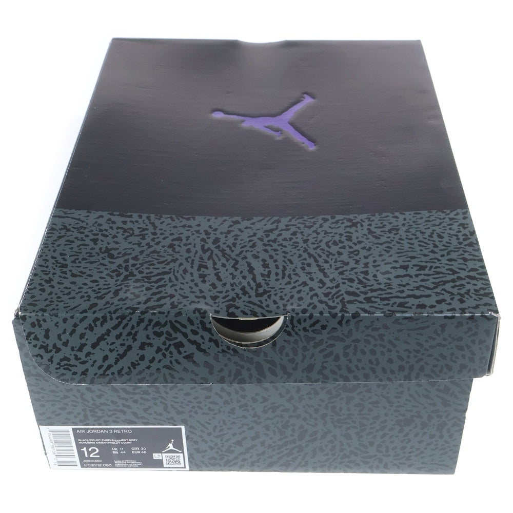 NIKE(ナイキ) AIR JORDAN 3 RETRO エアジョーダン ハイカットスニーカー ブラック/パープル US12/30cm CT8532-050
