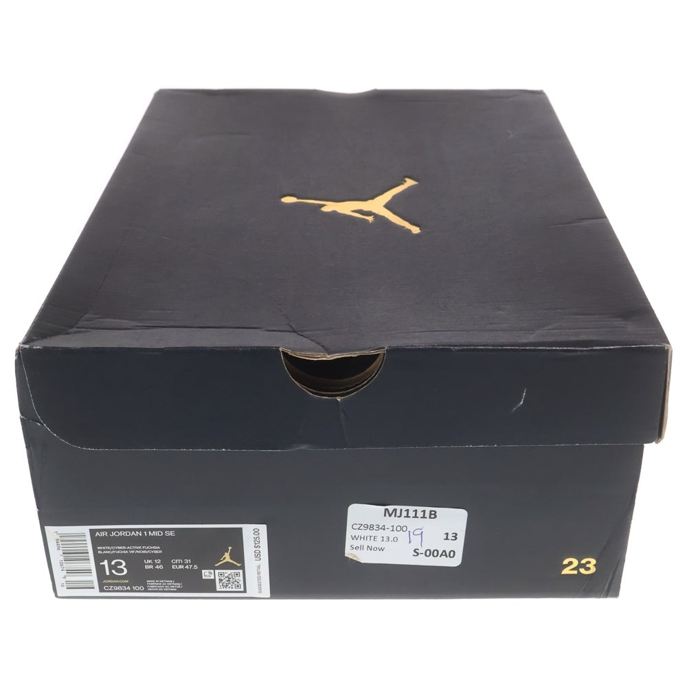 NIKE(ナイキ) AIR JORDAN 1 MID エアジョーダン1 ミッドカットスニーカー ホワイト/ブラック/ピンク US13/31cm CZ9834-100