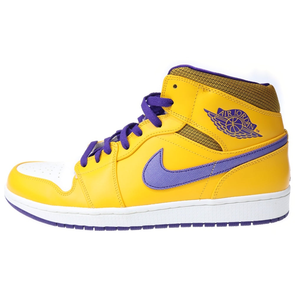 NIKE(ナイキ) AIR JORDAN 1 MID LAKERS エアジョーダン1 レイカーズ ミッドカットスニーカー ホワイト/イエロー US14/32cm 554724-708