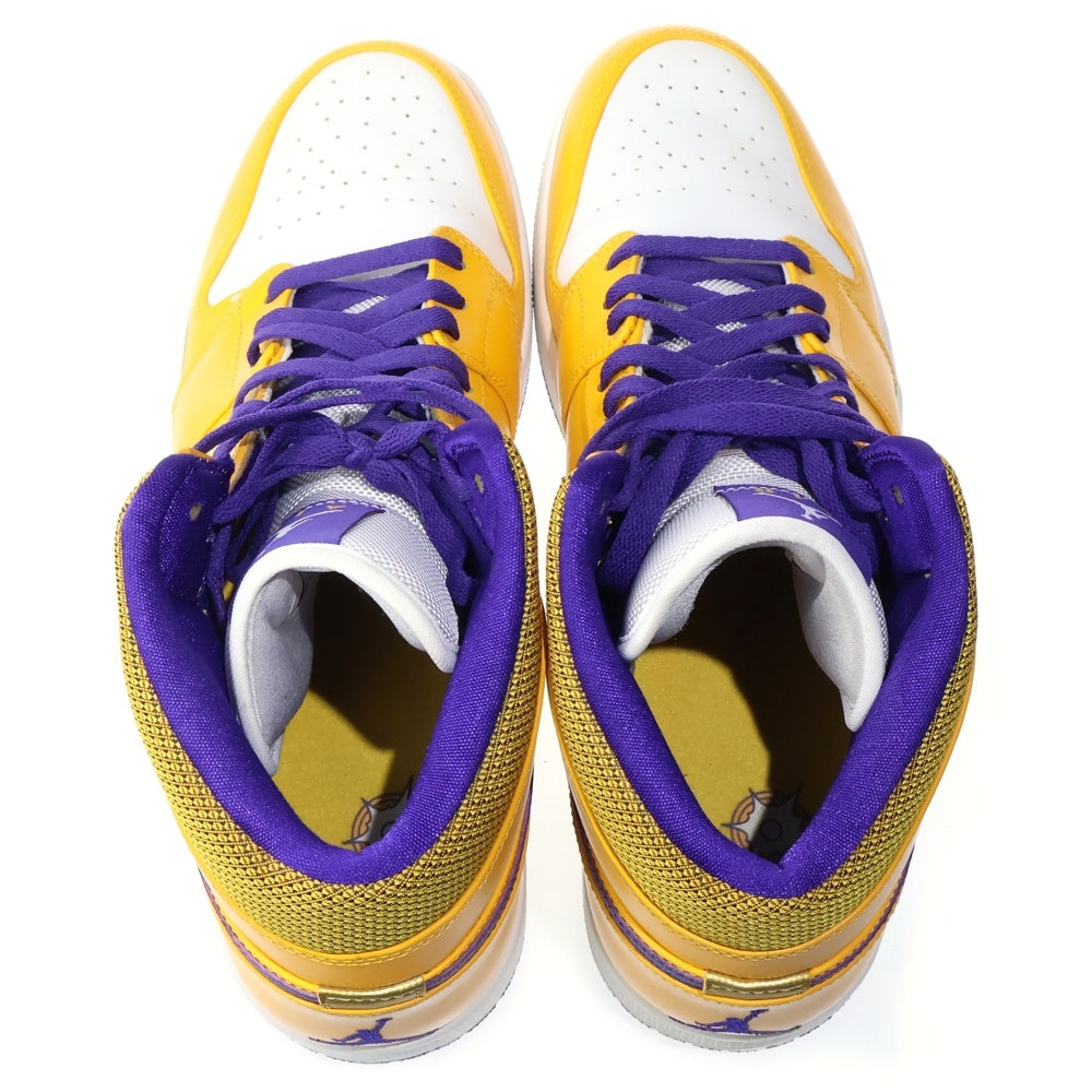 NIKE(ナイキ) AIR JORDAN 1 MID LAKERS エアジョーダン1 レイカーズ ミッドカットスニーカー ホワイト/イエロー US14/32cm 554724-708
