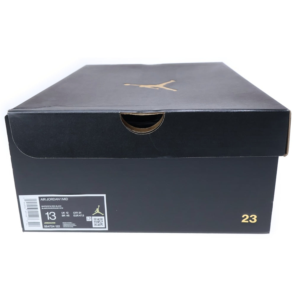 NIKE(ナイキ) AIR JORDAN 1 MID エアジョーダン1 ミッドカットスニーカー ホワイト/ブラック/レッド US13/31cm 554724-122