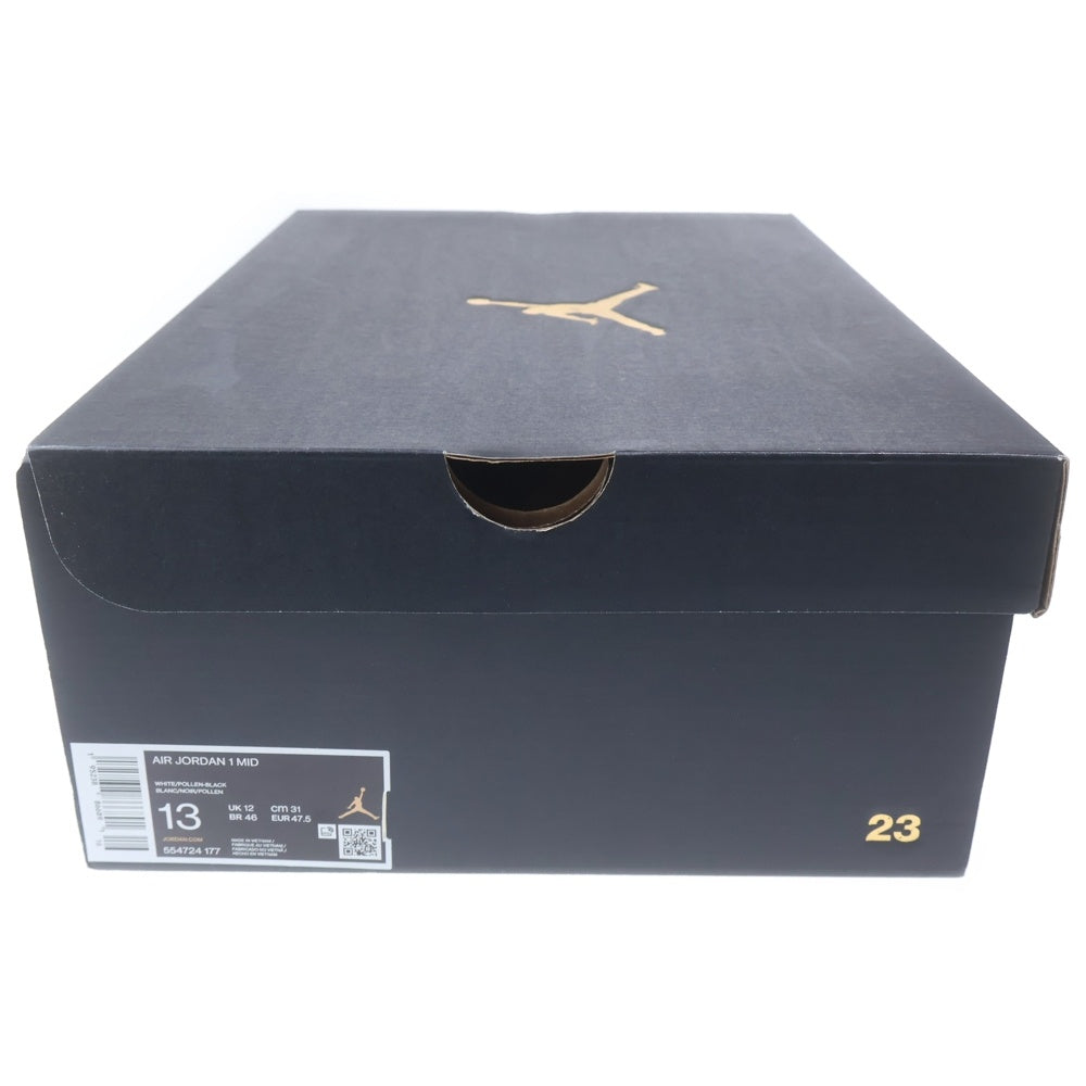 NIKE(ナイキ) AIR JORDAN 1 MID エアジョーダン1 ミッドカットスニーカー ホワイト/ブラック/イエロー US13/31cm 554724-177