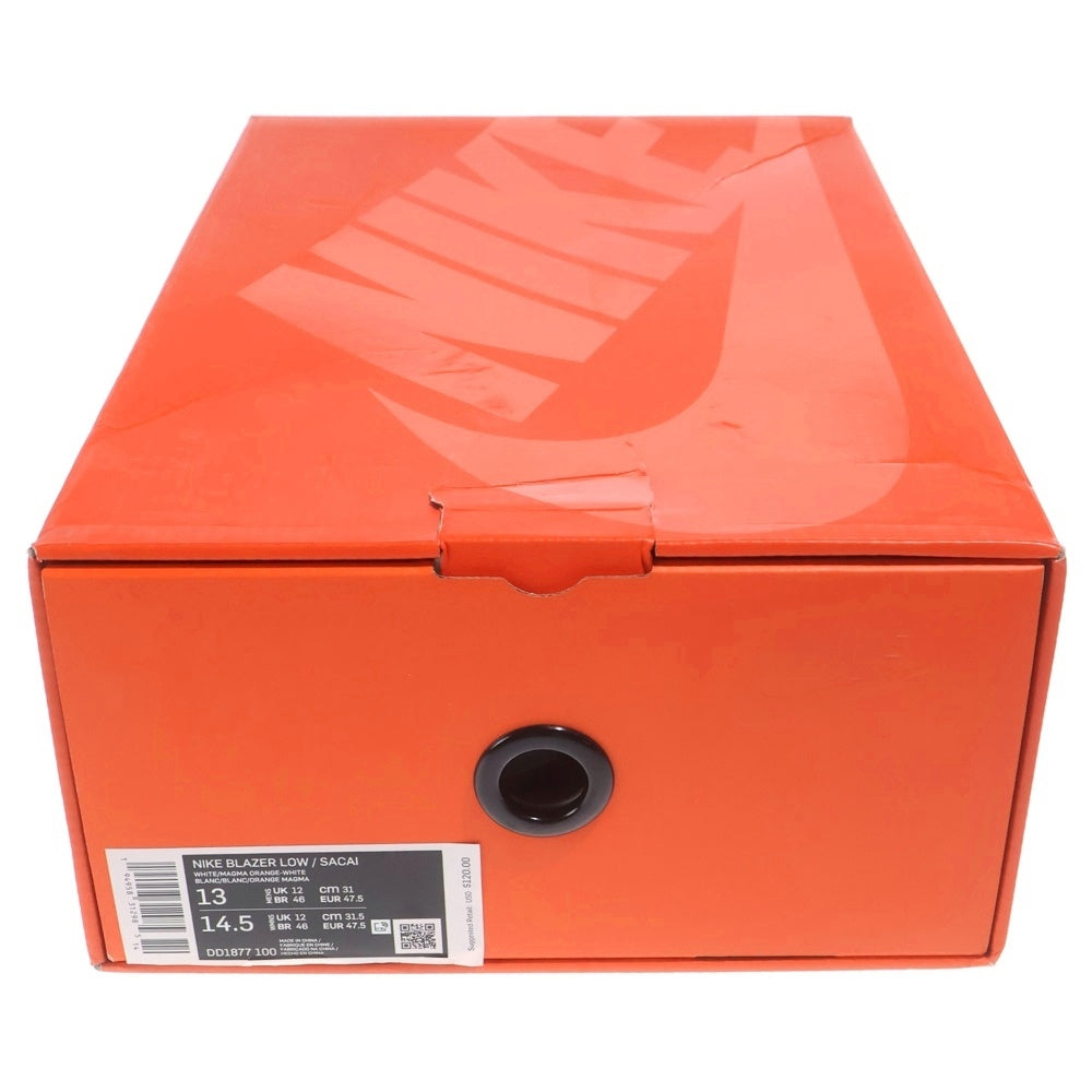 NIKE(ナイキ) ×sacai BLAZER LOW MAGMA ORANGE DD1877-100 サカイ ブレザー ローカットスニーカー US13/31cm ホワイト/オレンジ