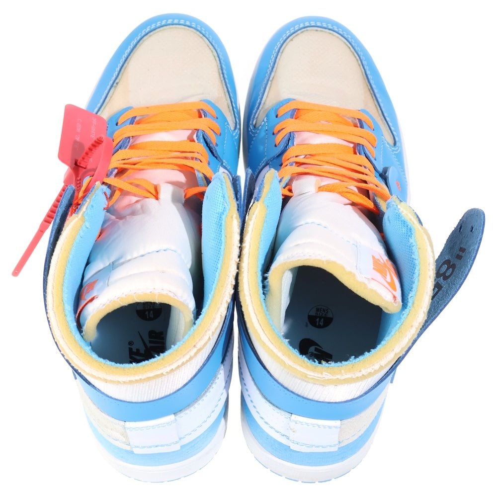 NIKE(ナイキ) OFF-WHITE AIR JORDAN 1 POWDER BLUE UNC オフホワイト エアジョーダン1 パウダーブルーハイカットスニーカー ホワイト/ブルー US14/32cm AQ0818-148