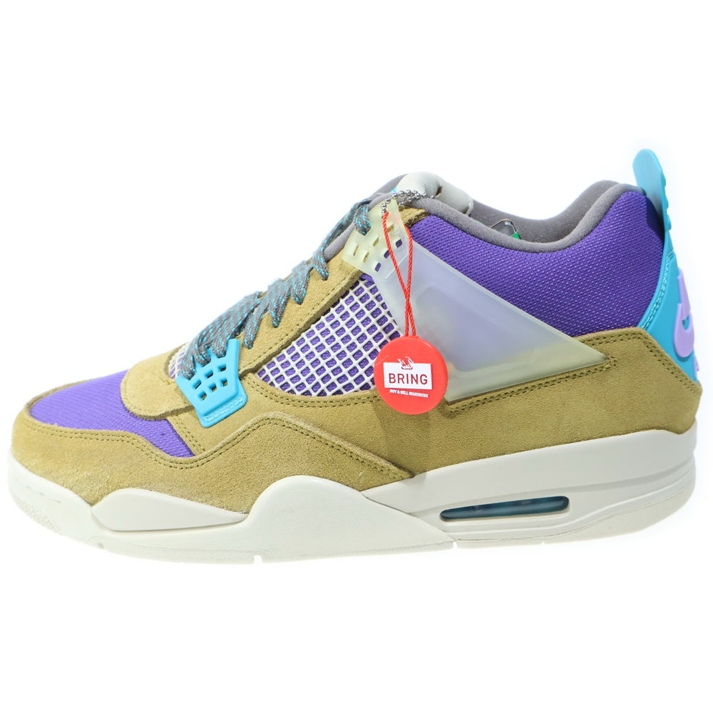 NIKE(ナイキ) ×UNION AIR JORDAN 4 SP DESERT MOSS ユニオン エアジョーダン4 デザートモス ハイカットスニーカー イエロー/パープル US13/31cm DJ5718-300