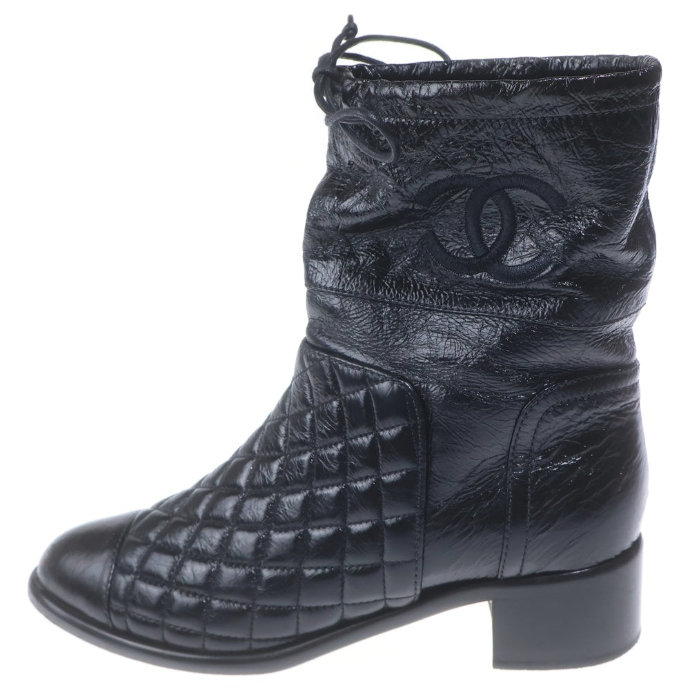 CHANEL(シャネル) マトラッセ ココマーク レザー ショートブーツ ブラック レディース 37 1/2C