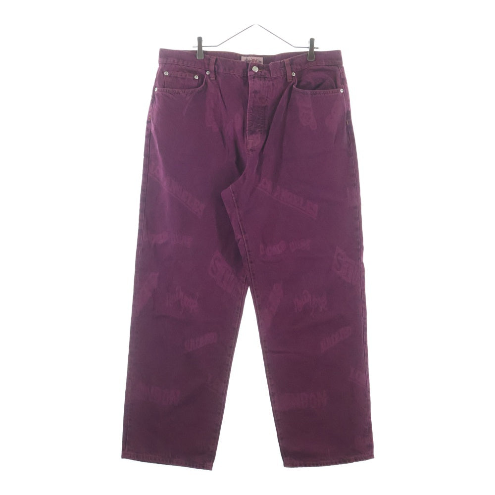 STUSSY(ステューシー) BIG OL JEAN 総柄 ルーズフィットジーンズ デニムパンツ パープル 116613