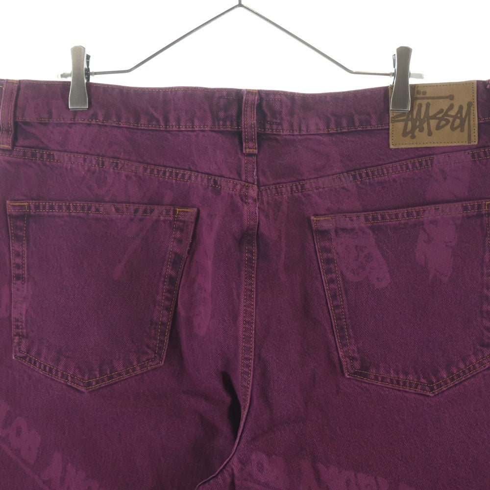 STUSSY(ステューシー) BIG OL JEAN 総柄 ルーズフィットジーンズ デニムパンツ パープル 116613